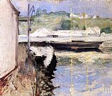 William Merritt Chase Sheds and Schooner Gloucester painting